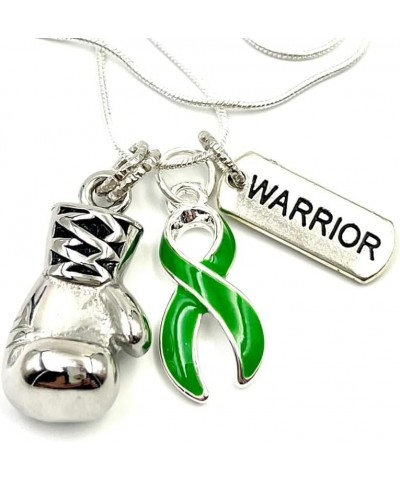 Green Ribbon Boxing Glove Necklace - Adrenal Cancer, Mental Health, Gastroparesis, Cerebral Palsy, TBI, Nephrotic Syndrome Aw...