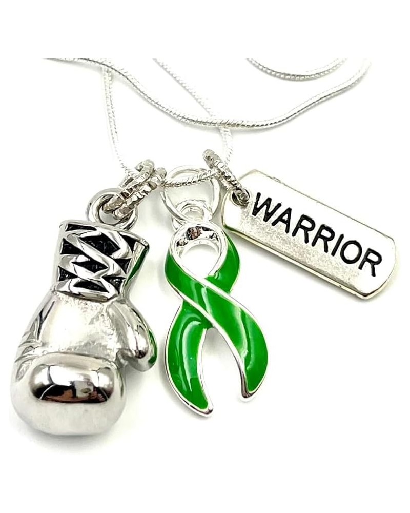 Green Ribbon Boxing Glove Necklace - Adrenal Cancer, Mental Health, Gastroparesis, Cerebral Palsy, TBI, Nephrotic Syndrome Aw...