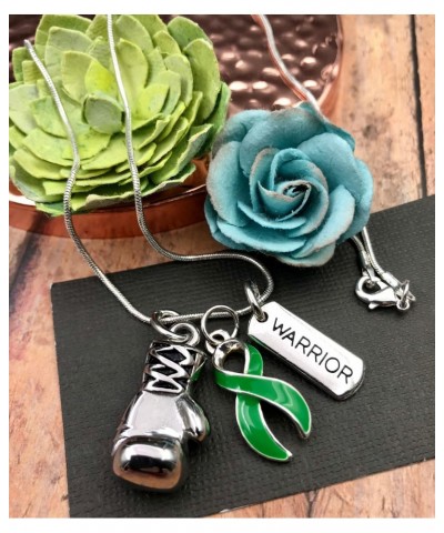 Green Ribbon Boxing Glove Necklace - Adrenal Cancer, Mental Health, Gastroparesis, Cerebral Palsy, TBI, Nephrotic Syndrome Aw...