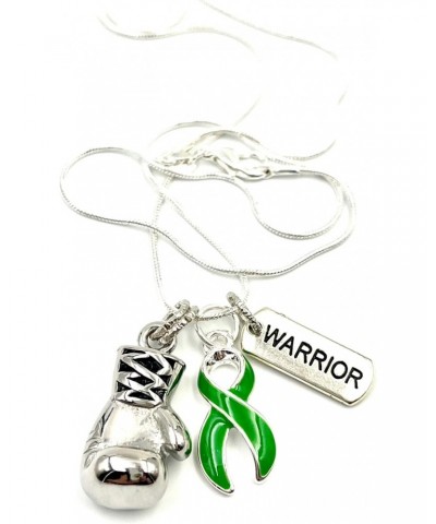 Green Ribbon Boxing Glove Necklace - Adrenal Cancer, Mental Health, Gastroparesis, Cerebral Palsy, TBI, Nephrotic Syndrome Aw...