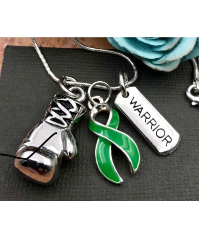 Green Ribbon Boxing Glove Necklace - Adrenal Cancer, Mental Health, Gastroparesis, Cerebral Palsy, TBI, Nephrotic Syndrome Aw...