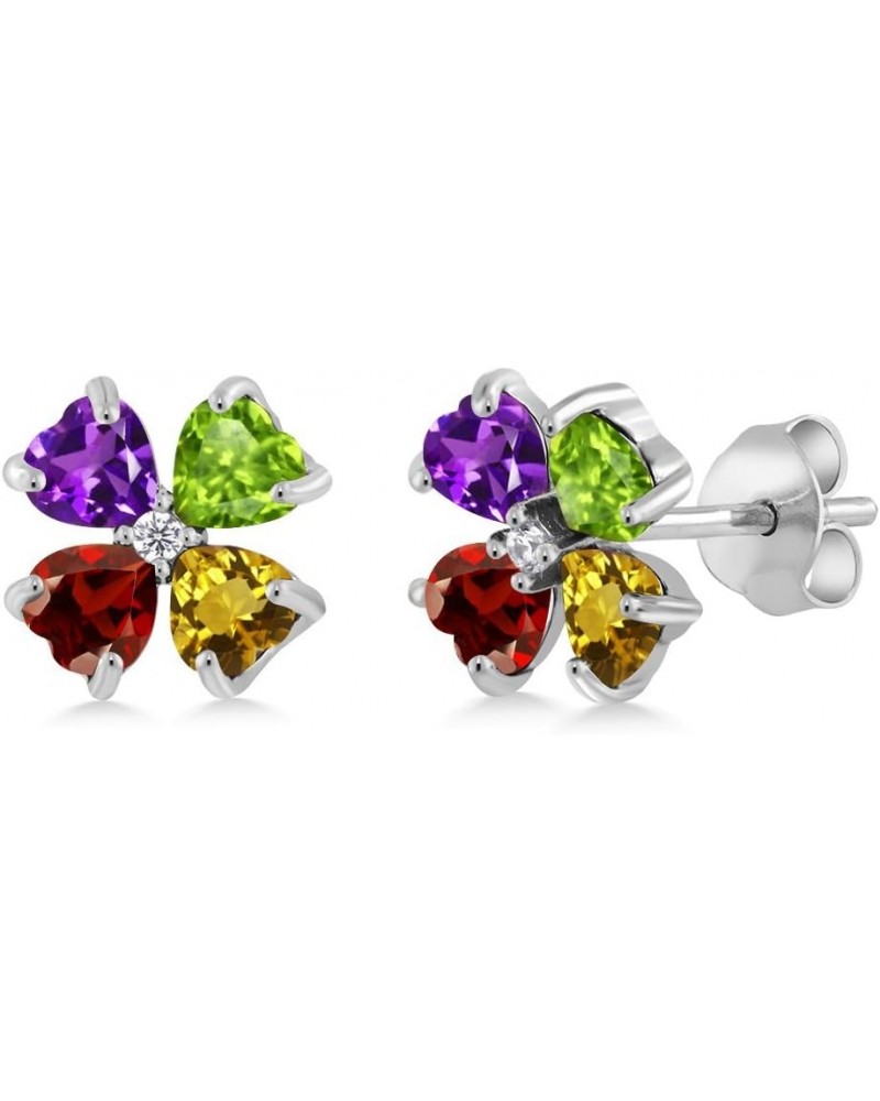 925 Sterling Silver Customized and Personalized Build Your Own 4 Gemstone Birthstone Earrings For Women $33.99 Earrings