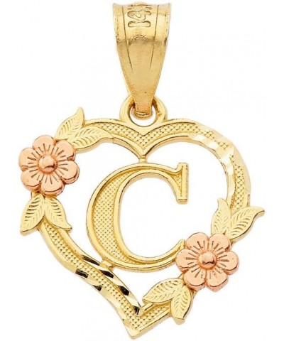 14k Beautiful Two-Tone Initial Heart Pendant for Women in Yellow and Rose Gold - Letter C $42.00 Pendants