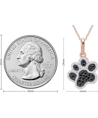 1/5 Carat Round Cut Black & White Natural Diamond Dog Paw Pendant Necklace Along With 18" Chain in 14K Gold Over Sterling Sil...