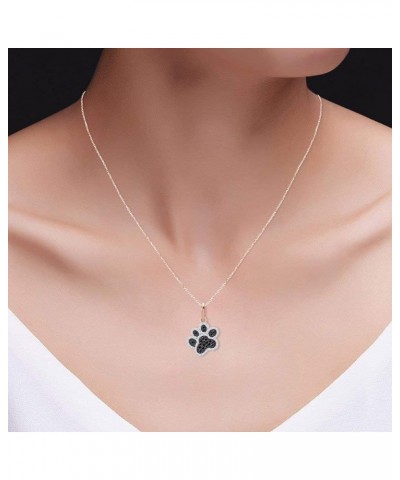 1/5 Carat Round Cut Black & White Natural Diamond Dog Paw Pendant Necklace Along With 18" Chain in 14K Gold Over Sterling Sil...