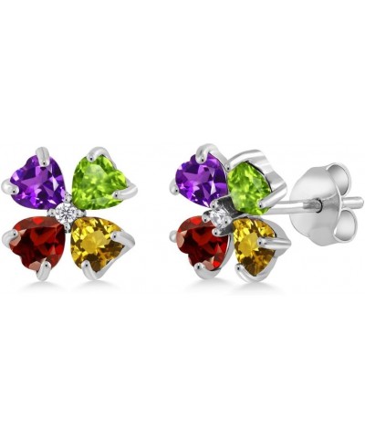 925 Sterling Silver Customized and Personalized Build Your Own 4 Gemstone Birthstone Earrings For Women $33.99 Earrings