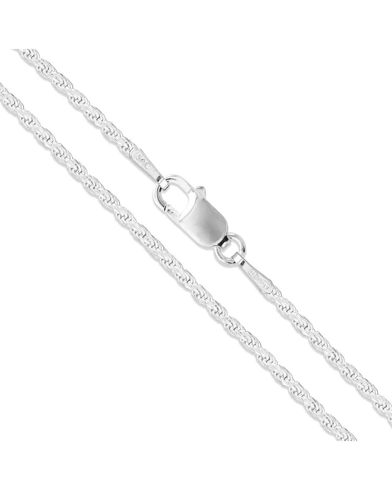 Sterling Silver Diamond-Cut Rope Chain 1.1mm 1.5mm 1.7mm 2mm 2.5mm Solid 925 Italy New Necklace 1.5mm Length 14 Inches $11.84...