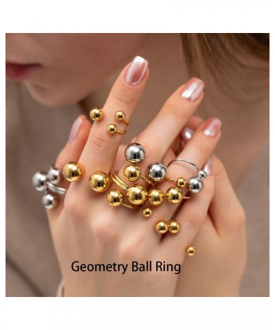 Unique Geometric Balls Asymmetric Wrap Open Ring for Women Girls Dainty Double 2 Ring Fashion Ball Statement Tiny Stainless S...