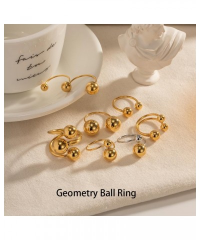 Unique Geometric Balls Asymmetric Wrap Open Ring for Women Girls Dainty Double 2 Ring Fashion Ball Statement Tiny Stainless S...