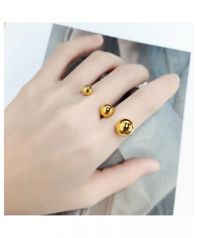 Unique Geometric Balls Asymmetric Wrap Open Ring for Women Girls Dainty Double 2 Ring Fashion Ball Statement Tiny Stainless S...