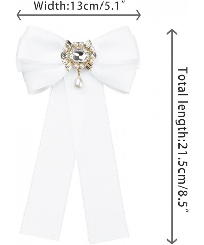 Women's Bow Brooch Pre-Tied Bowknot with Faux Rhinestone Elegant Bow Tie White $10.34 Brooches & Pins