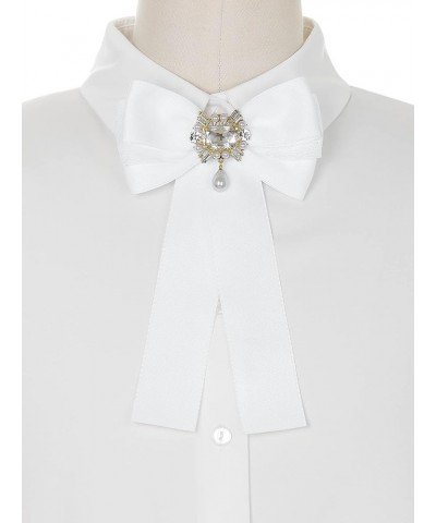 Women's Bow Brooch Pre-Tied Bowknot with Faux Rhinestone Elegant Bow Tie White $10.34 Brooches & Pins