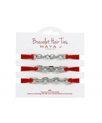 Maya J 3 Count Hair Ties/Bracelet with Red Elastic (Silver/Red) Red/Silver $13.79 Bracelets