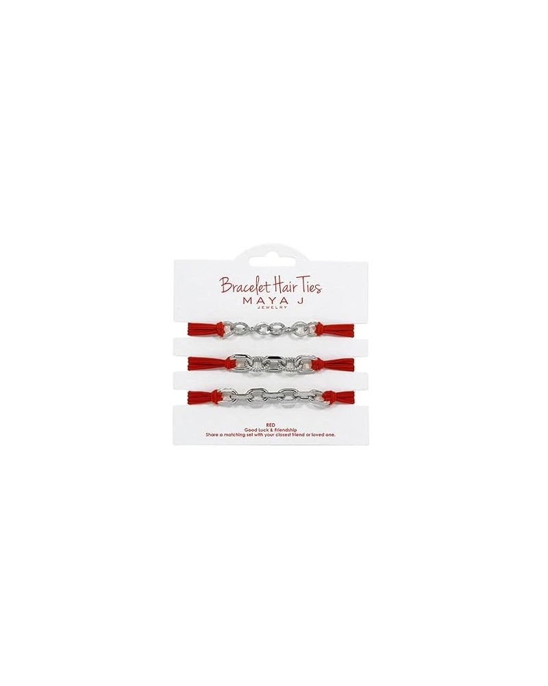 Maya J 3 Count Hair Ties/Bracelet with Red Elastic (Silver/Red) Red/Silver $13.79 Bracelets