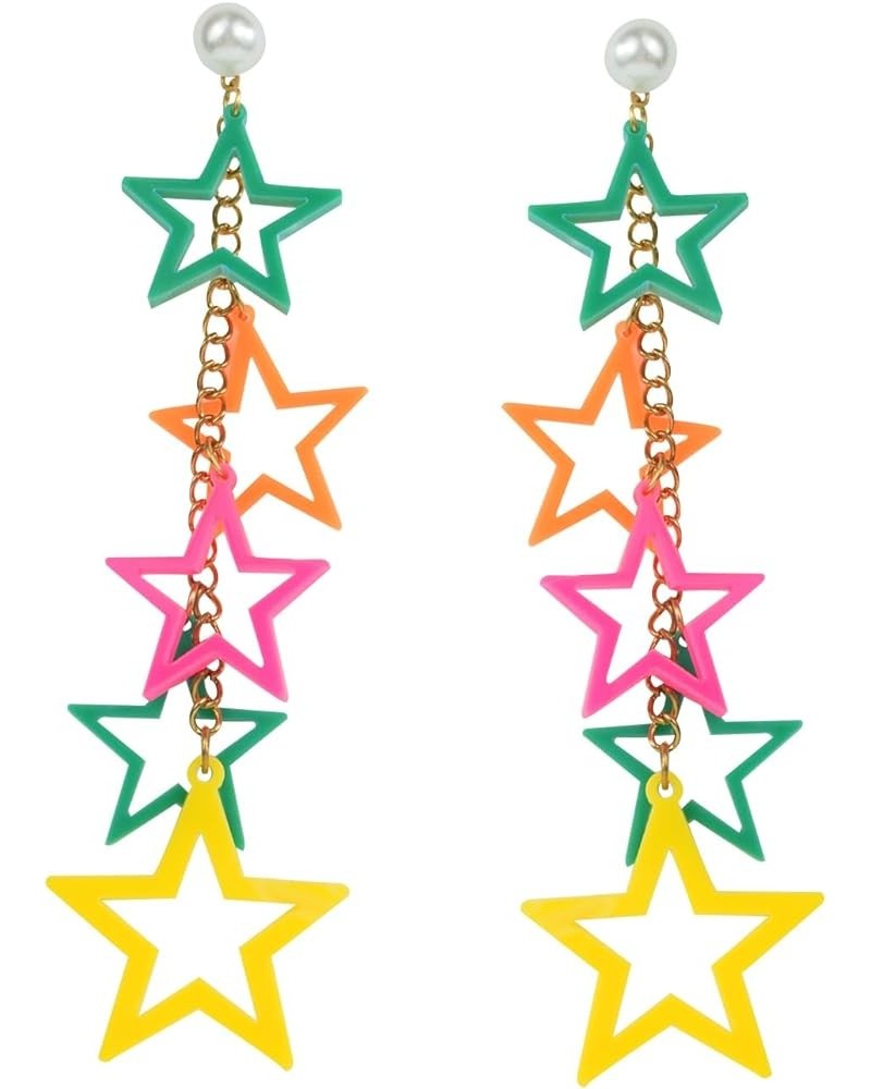 Women Fashion Retro 1980s Style Costume Earring Multicolor Stars $6.87 Earrings