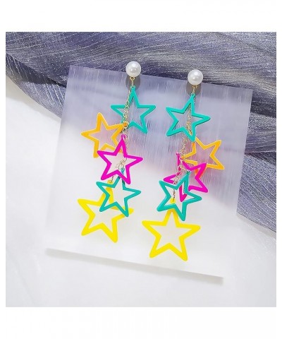 Women Fashion Retro 1980s Style Costume Earring Multicolor Stars $6.87 Earrings