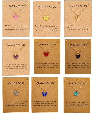 Butterfly Necklace Bohemian Retro Chain Friendship Necklace for Women Girl Teen Good Luck Pendant Chain Necklace with Message...