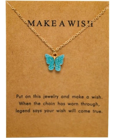 Butterfly Necklace Bohemian Retro Chain Friendship Necklace for Women Girl Teen Good Luck Pendant Chain Necklace with Message...