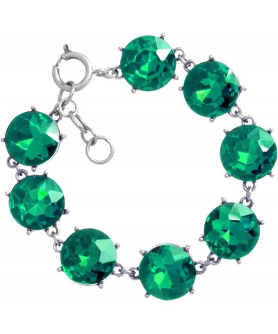 Women's Stunning Vintage Vibes Colorful Large Round Crystal Ice Statement Bejeweled Link Bracelet, 7.5"+1" Extender Emerald G...