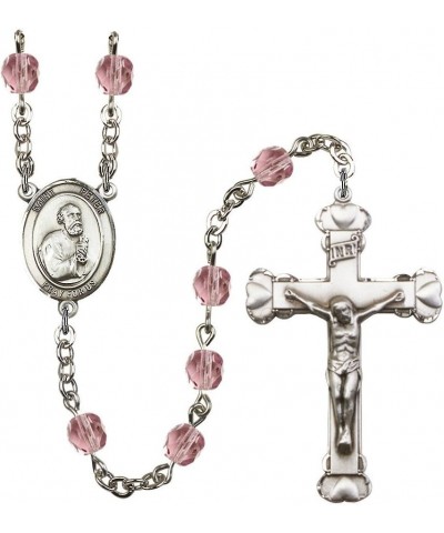 St. Peter The Apostle Silver-Plated Rosary - Every Birth Month Color and More June Light Purple, Large Crucifix $74.47 Necklaces