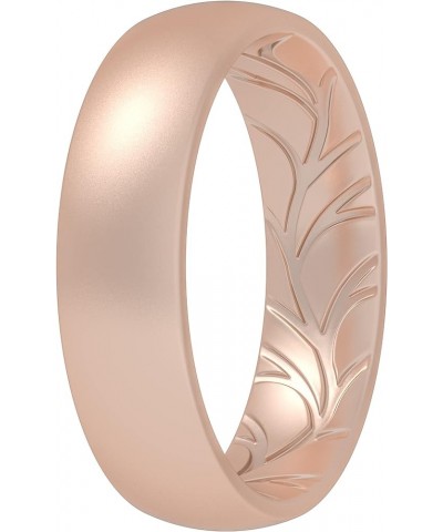 Women Silicone Wedding Bands, Breathable Leaf Cross Pattern Wedding Rings - 55mm Wide Rose Gold A 3.5 - 4 (14.9mm) $8.25 Brac...