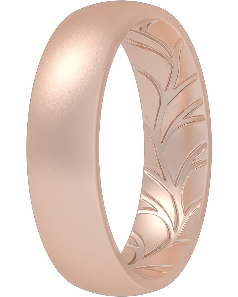 Women Silicone Wedding Bands, Breathable Leaf Cross Pattern Wedding Rings - 55mm Wide Rose Gold A 3.5 - 4 (14.9mm) $8.25 Brac...