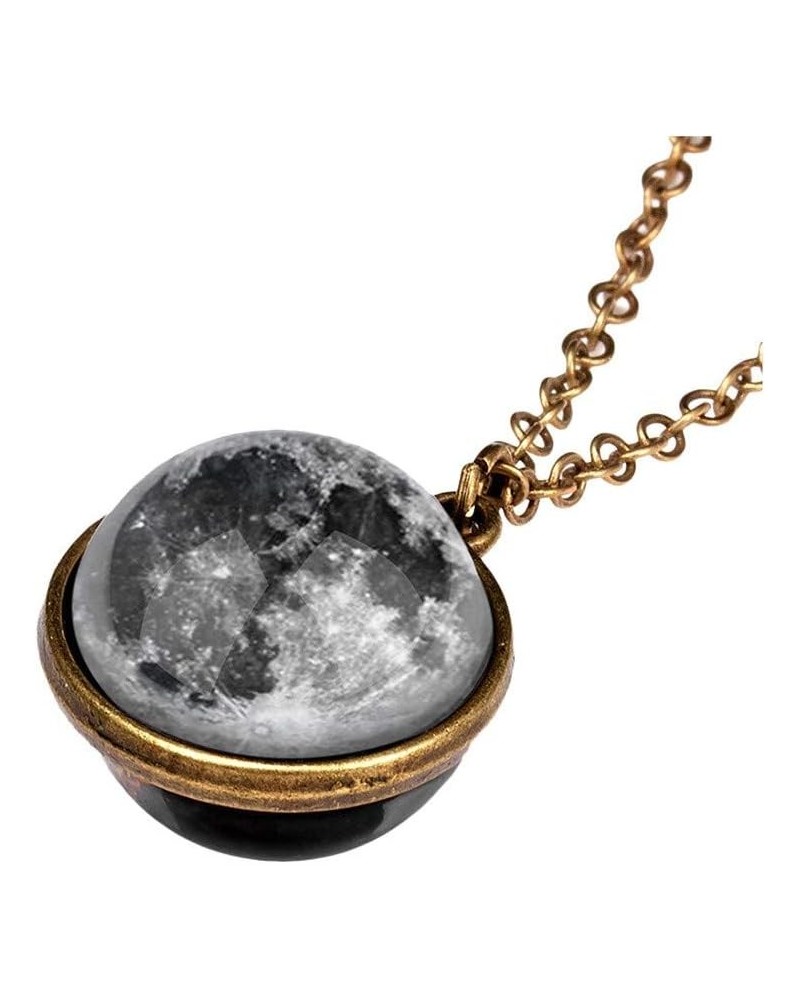 FarJing Planet Necklace, Glow In The Dark Galaxy System Double Sided Glass Dome Planet Necklace Pendant Jewelry Gift E $6.18 ...