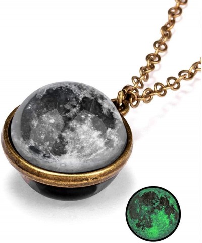 FarJing Planet Necklace, Glow In The Dark Galaxy System Double Sided Glass Dome Planet Necklace Pendant Jewelry Gift E $6.18 ...