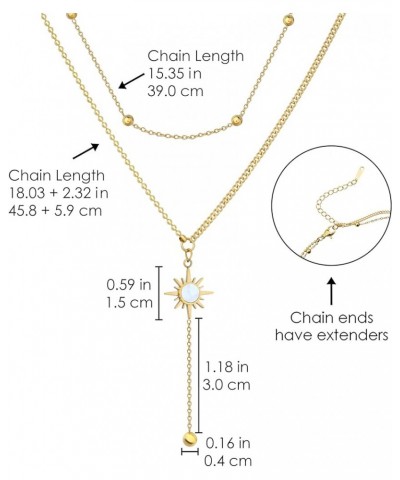 18K Gold Plated Layered Necklaces for Women Gold Coin Medallion Pendant Necklace CZ Drop Y Necklace Adjustable Chain Layering...