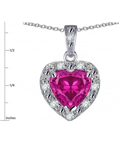 10k White Gold Heart Shape Halo Pendant Necklace Simulated Pink Tourmaline White Gold $115.04 Necklaces