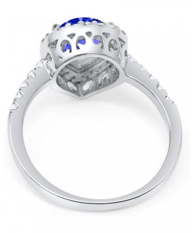 Halo Teardrop Bridal Filigree Ring Pear Round Cubic Zirconia 925 Sterling Silver Simulated Tanzanite CZ $11.44 Rings