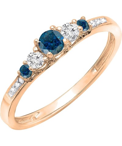 0.35 Carat (ctw) Round Blue and White Diamond Five Stone Engagement Ring for Women in Gold 4 10k: Metal Stamp Rose Gold $132....